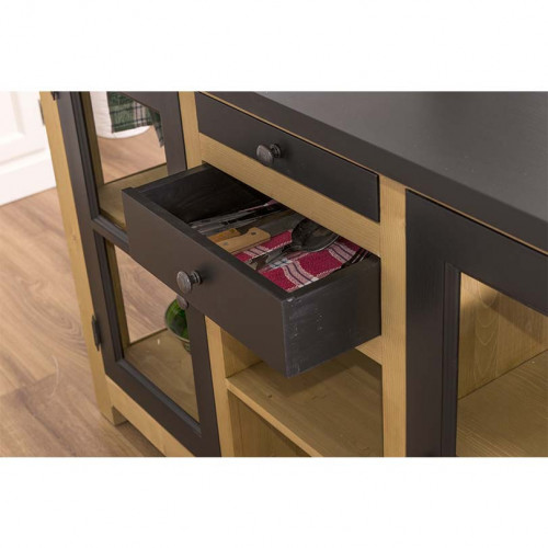 Ilot central de cuisine ROMANE avec porte bouteilles - 150x90x90 cm