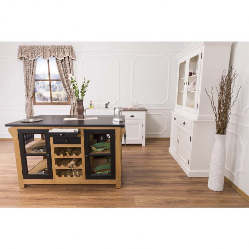 Ilot central de cuisine ROMANE avec porte bouteilles - 150x90x90 cm