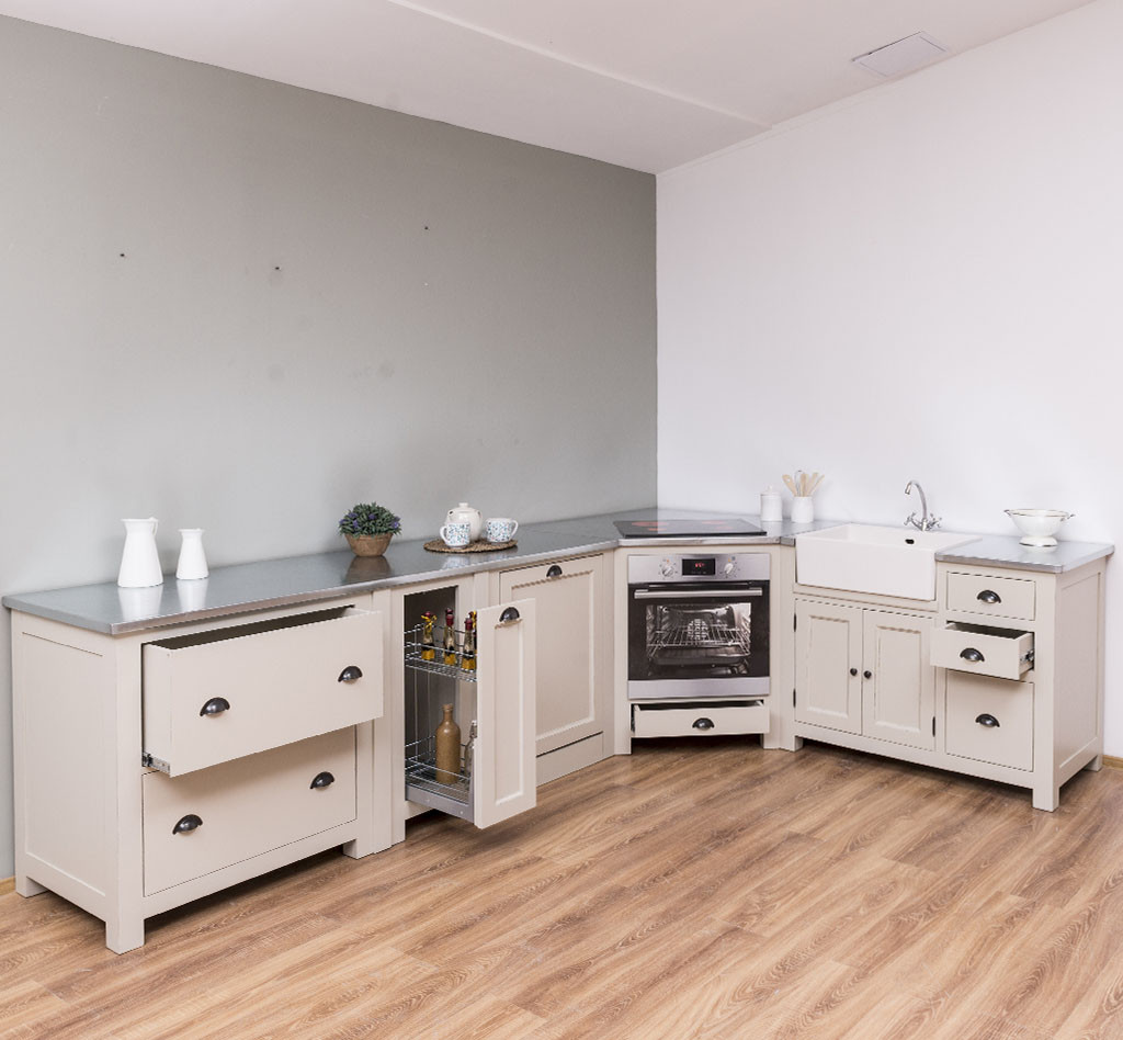 Meuble Bas Pour Four Cuisine Demeyere Nova 60 Cm - Fabriqué En France, Plan De Travail Intégré