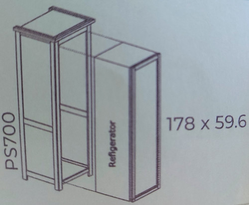 Colonne de cuisine pour Réfrigérateur intégré en bois Massif ROMANE - 80x65x200cm
