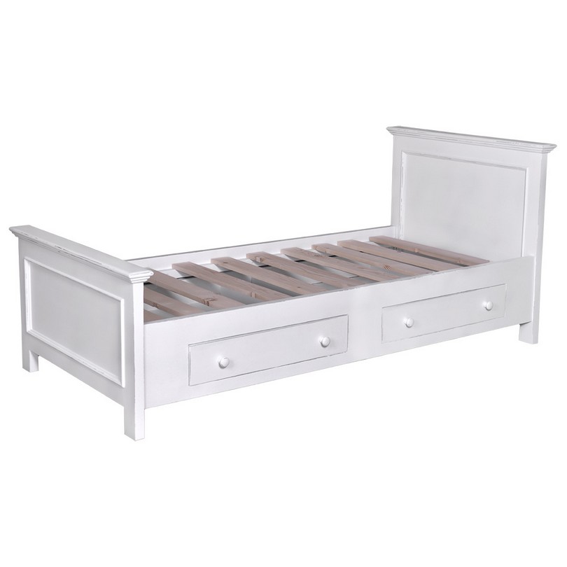 Lit 1 Personne 90x190 Cm Romane Avec 2 Tiroirs De Rangement Le
