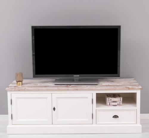 Meuble TV en pin massif ROMANE - 160x46x56 cm