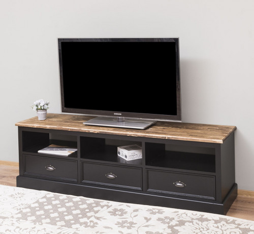 Meuble TV en bois massif ROMANE - 180x46x56 cm