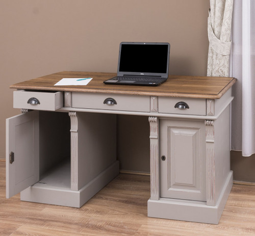 Bureau en bois massif ROMANE - 140x70x78 cm