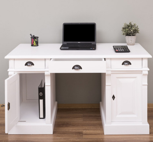 Bureau en bois massif ROMANE - 140x70x78 cm