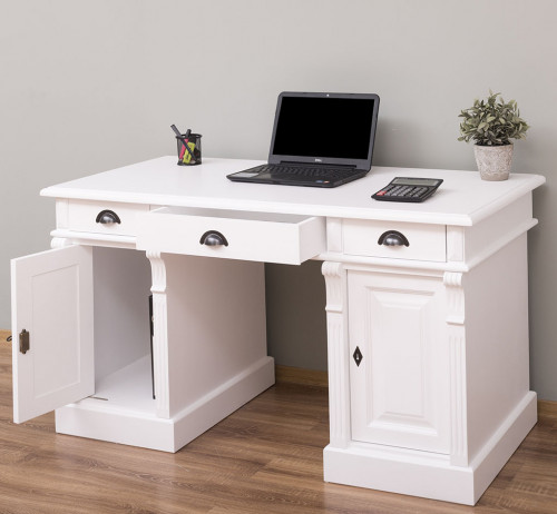 Bureau en bois massif ROMANE - 140x70x78 cm