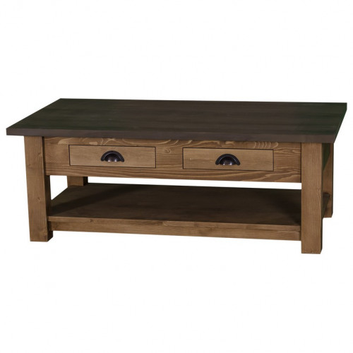 Table de salon en bois massif ROMANE - 120x65x45 cm