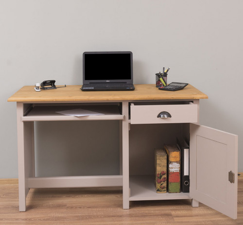 Bureau avec 1 porte, 1 tiroir, et tablette coulissante | 130x60x78cm