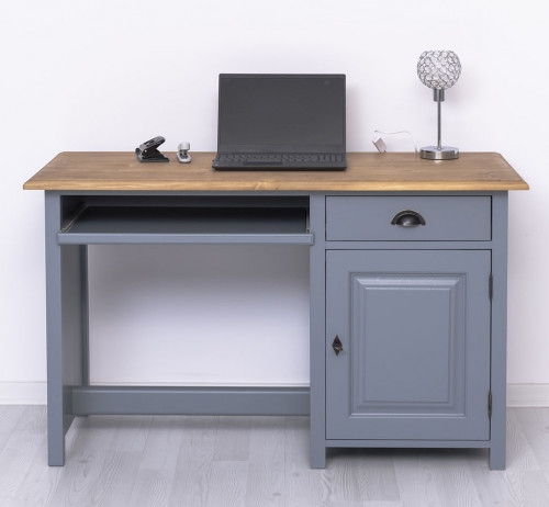 Bureau avec 1 porte, 1 tiroir, et tablette coulissante | 130x60x78cm