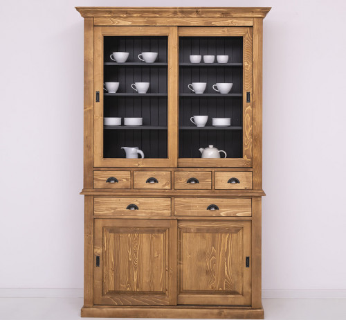 Buffet Vaisselier en bois massif ROMANE - 142x48x225 cm