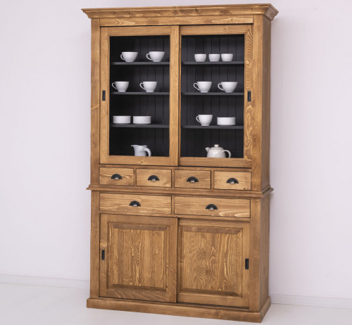 Buffet Vaisselier en bois massif ROMANE - 142x48x225 cm