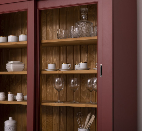 Buffet Vaisselier en bois massif ROMANE - 142x48x225 cm