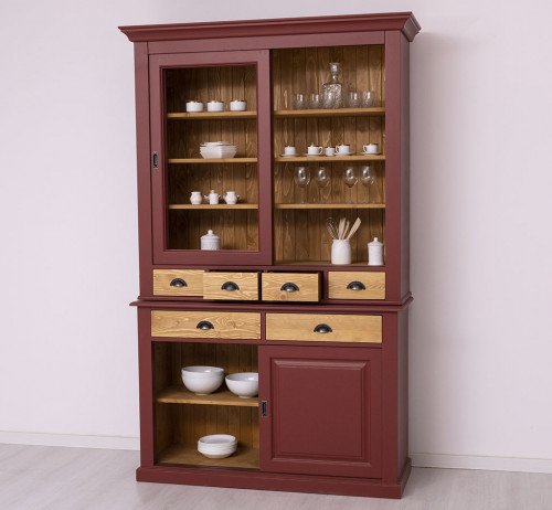 Buffet Vaisselier en bois massif ROMANE - 142x48x225 cm