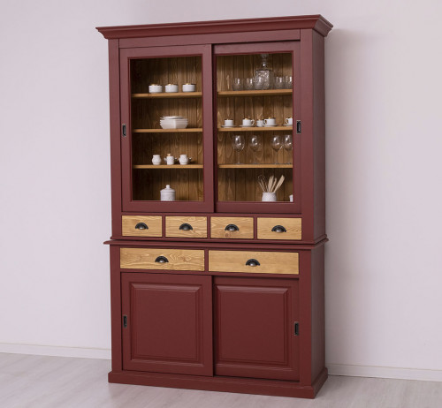 Buffet Vaisselier en bois massif ROMANE - 142x48x225 cm