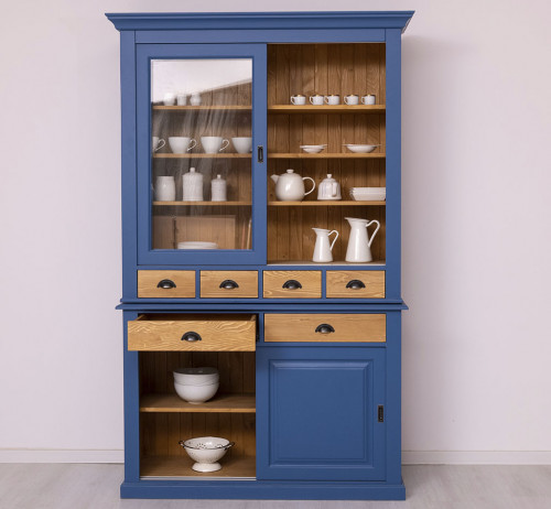 Buffet Vaisselier en bois massif ROMANE - 142x48x225 cm