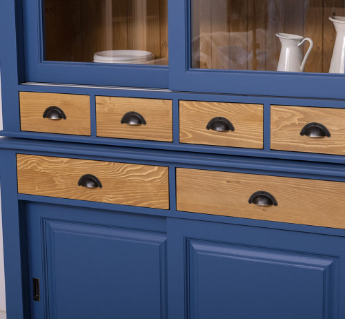 Buffet Vaisselier en bois massif ROMANE - 142x48x225 cm
