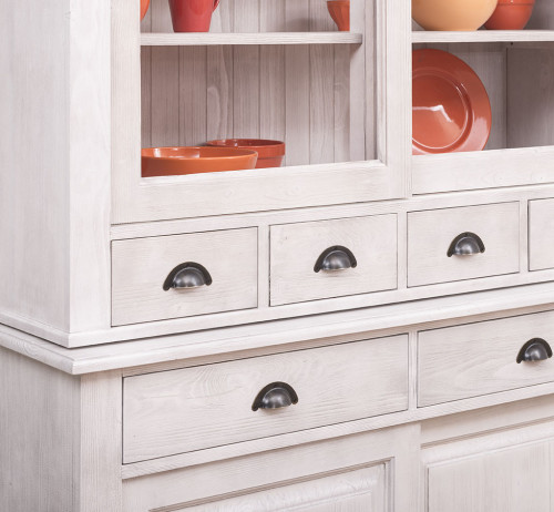 Buffet Vaisselier en bois massif ROMANE - 142x48x225 cm