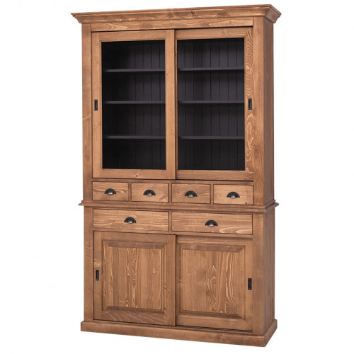 Buffet Vaisselier en bois massif ROMANE - 142x48x225 cm