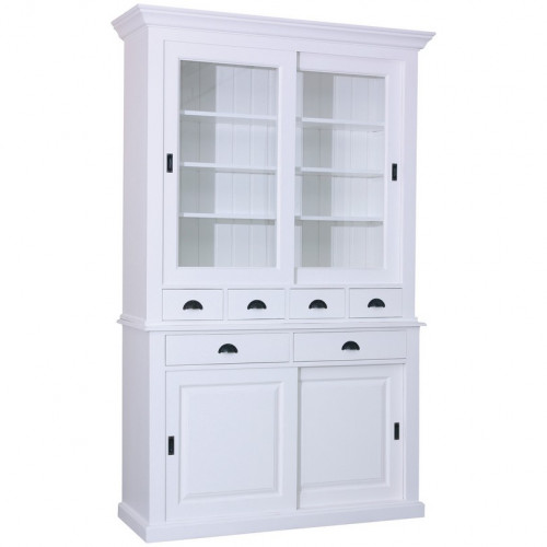 Buffet Vaisselier en bois massif ROMANE - 142x48x225 cm