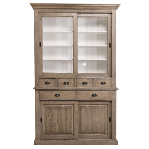 Buffet Vaisselier en bois massif ROMANE - 142x48x225 cm
