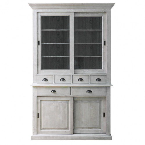 Buffet Vaisselier en bois massif ROMANE - 142x48x225 cm