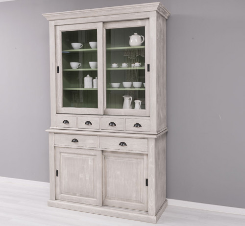 Buffet Vaisselier en bois massif ROMANE - 142x48x225 cm