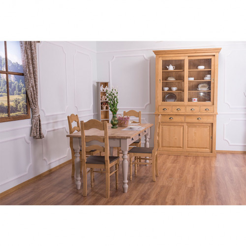 Buffet Vaisselier en bois massif ROMANE - 142x48x225 cm