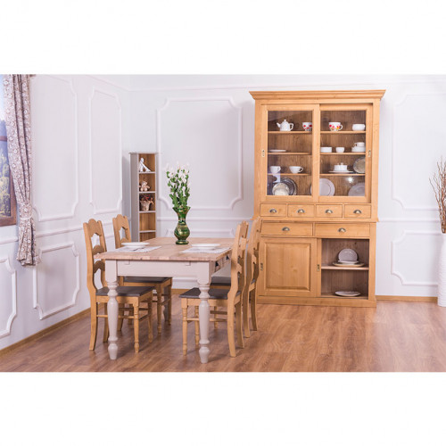 Buffet Vaisselier en bois massif ROMANE - 142x48x225 cm