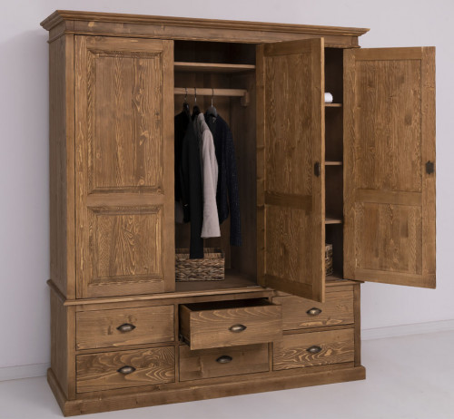 Armoire ROMANE en pin massif - 174x59x197 cm
