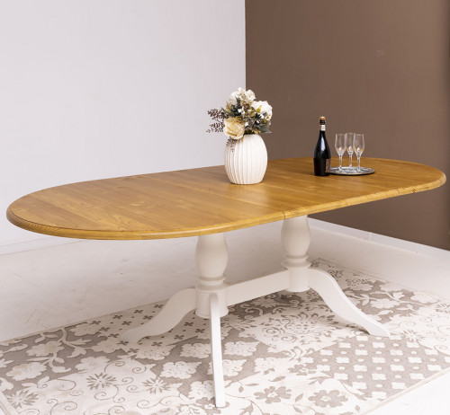 Table ovale extensible en bois massif ROMANE - 160/230x120x78 cm