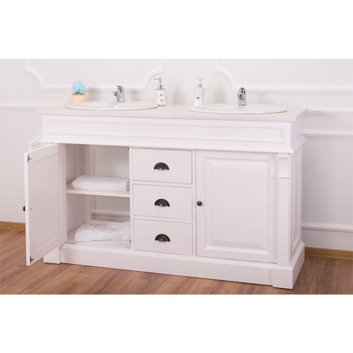 Meuble Double vasques ROMANE en pin massif - 150x51x91
