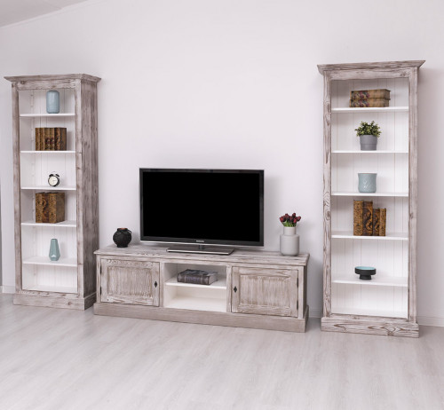 Meuble TV en pin massif ROMANE - 180x46x56 cm