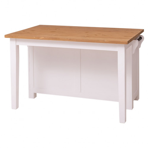 Ilot central de cuisine ROMANE avec coin repas - 135x85x80 cm