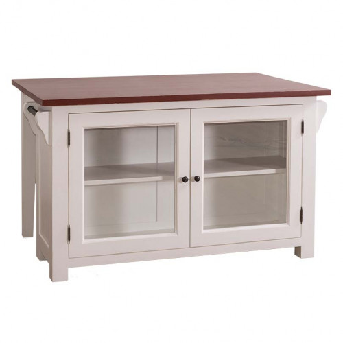 Ilot central de cuisine ROMANE avec coin repas - 135x85x80 cm