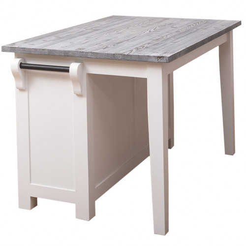 Ilot central de cuisine ROMANE avec coin repas - 135x85x80 cm