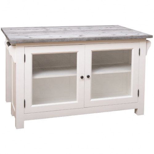 Ilot central de cuisine ROMANE avec coin repas - 135x85x80 cm