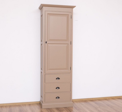 Armoire Bonnetière avec 1 Porte et 3 Tiroirs ROMANE | 75x41x220cm