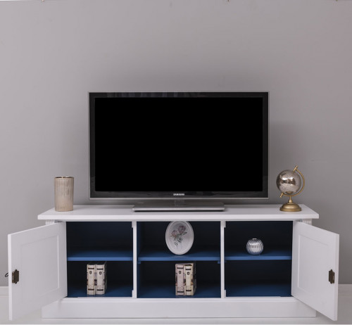 Meuble TV en pin massif ROMANE - 160x46x60 cm
