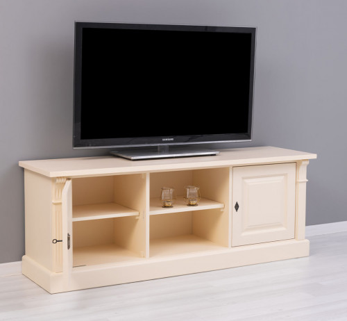 Meuble TV en pin massif ROMANE - 160x46x60 cm