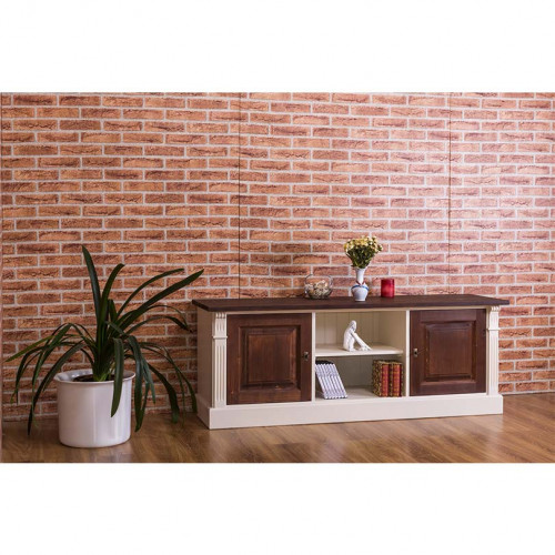 Meuble TV en pin massif ROMANE - 160x46x60 cm
