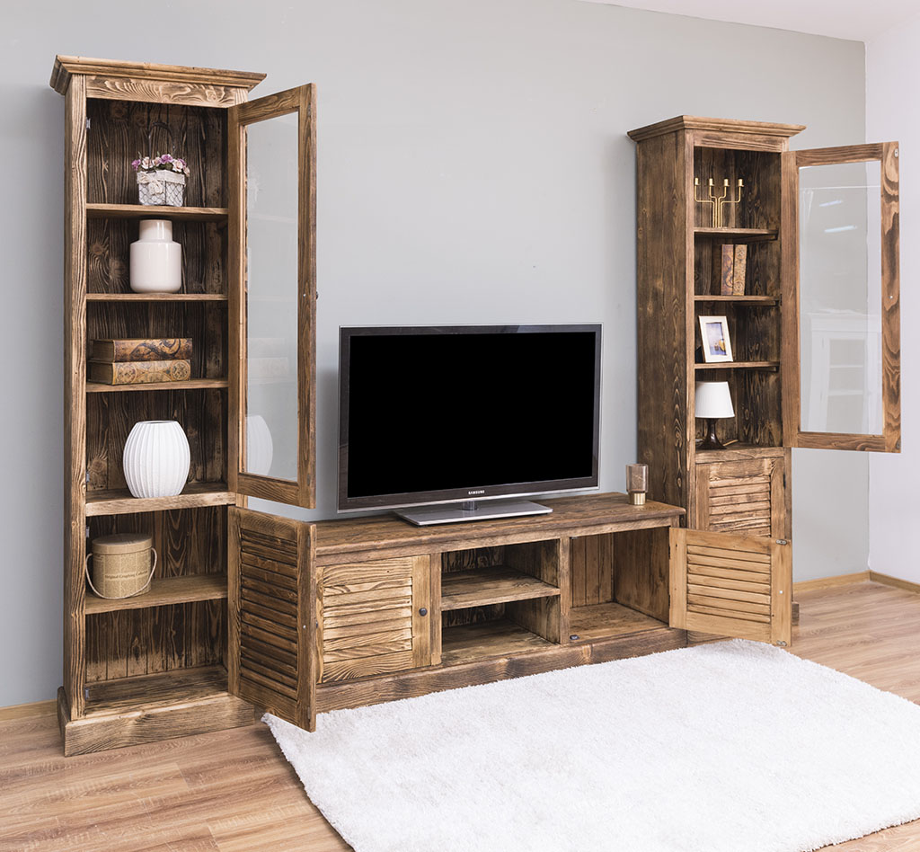 Meuble TV en Pin massif ROMANE | 160x46x56cm - Dépôt des Docks
