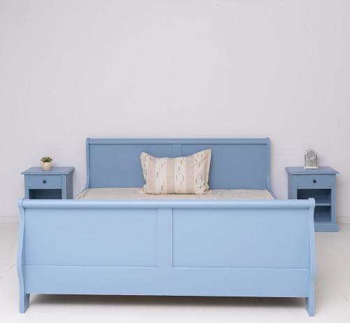 Lit Bateau de style Louis Philippe avec 2 tiroirs de rangement - 180cm