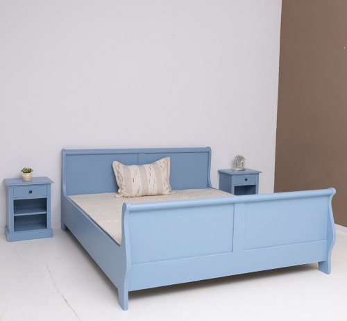 Lit Bateau de style Louis Philippe avec 2 tiroirs de rangement - 180cm
