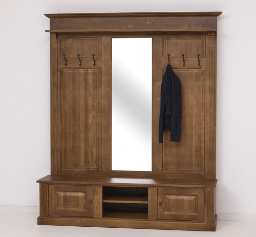 Vestiaire en bois massif ROMANE - 180x41x210 cm