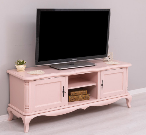 Meuble TV en bois massif ROMANE - 158x48x60 cm