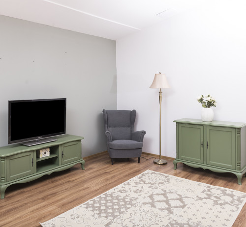 Meuble TV en bois massif ROMANE - 158x48x60 cm