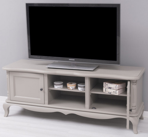 Meuble TV en bois massif ROMANE - 158x48x60 cm