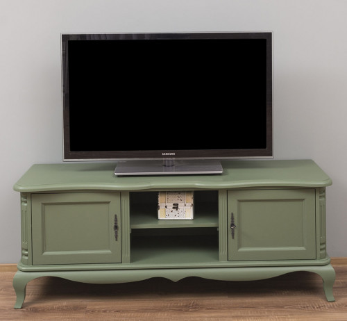 Meuble TV en bois massif ROMANE - 158x48x60 cm