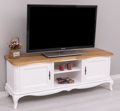 Meuble TV en bois massif ROMANE - 158x48x60 cm