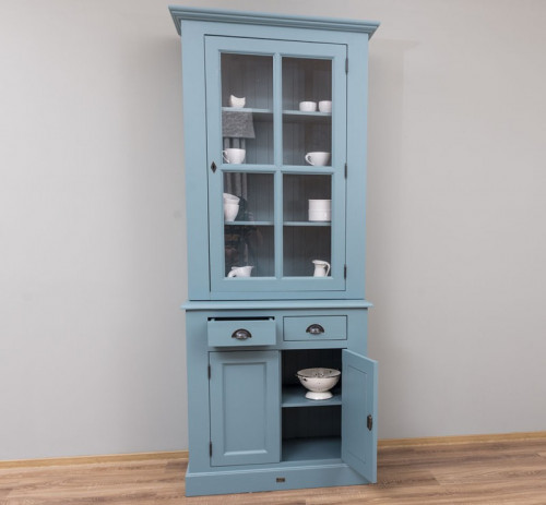 Buffet vaisselier en bois massif ROMANE - 95x47x225 cm